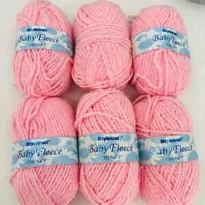 6 STYLECRAFT Baby Fleece Chunky Yarn Pink #3479 RARE!! 100g Acrylic Nylon Poly